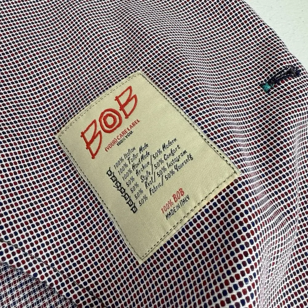 BOB Blazer Jacket Mens IT 50 Blue‎ Check Print Tailored Sport Coat Made in Italy